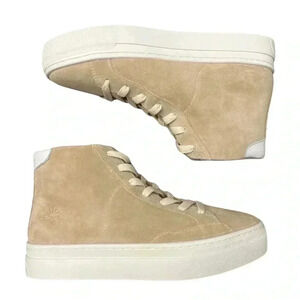 Soludos Ibiza Tan Sand High Top Sneakers Size 8.5 Suede Hipster Preppy Spring